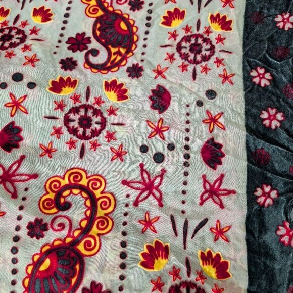 Stunning emerald floral burnout Rayon velvet kimono overlay top O/s nwot ruana - Picture 3 of 8